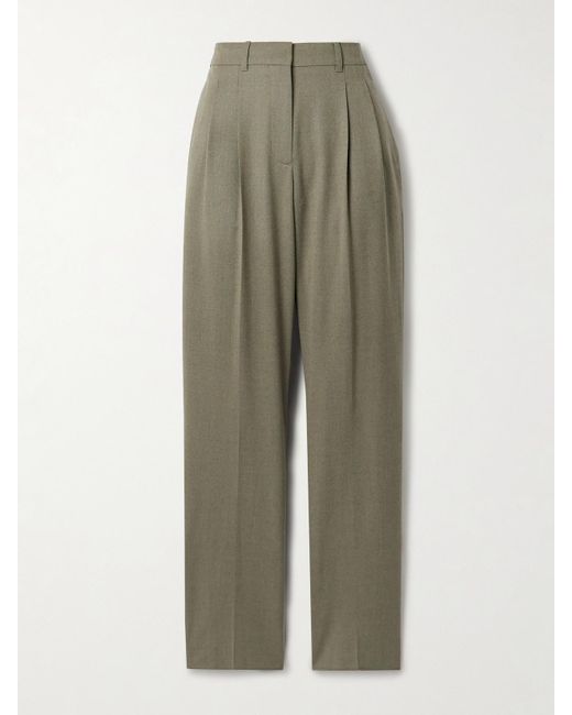 Stella McCartney Green Pleated Wool-Twill Tapered Pants
