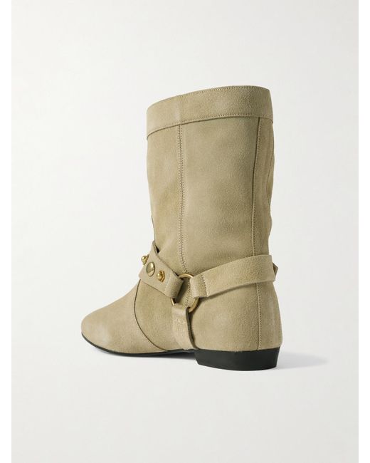 Isabel Marant Natural Stania Studded Suede Ankle Boots
