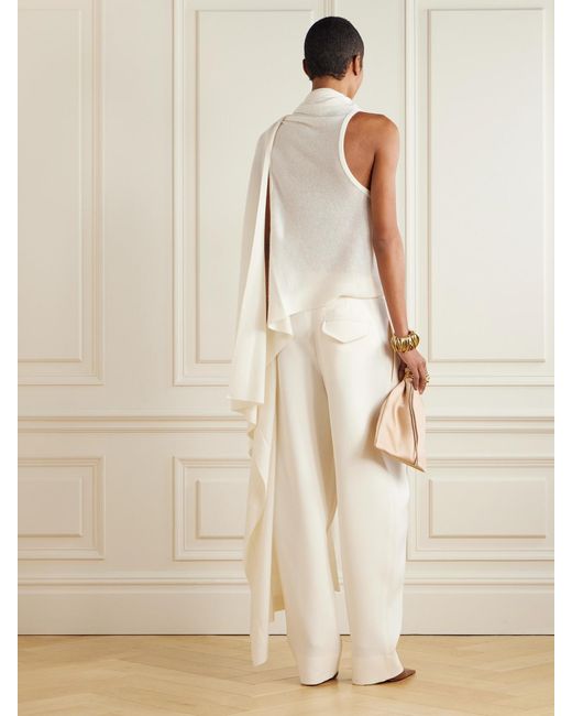 Sa Su Phi White Draped Asymmetric Cashmere And Silk-Blend Poncho