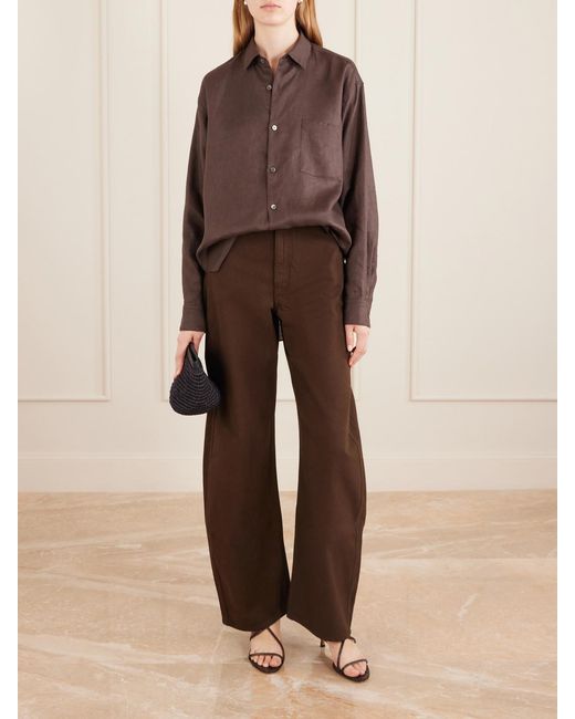 Ssstein Brown Oversized Linen Shirt