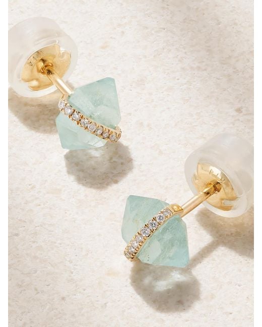 Melissa Joy Manning Natural 14-Karat Recycled, Aquamarine And Herkimer Diamond Earrings