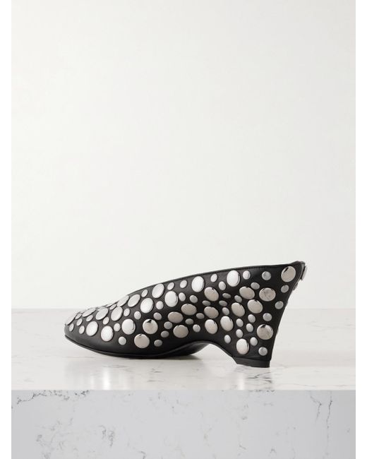 Khaite Black Cloak Studded Leather Mules
