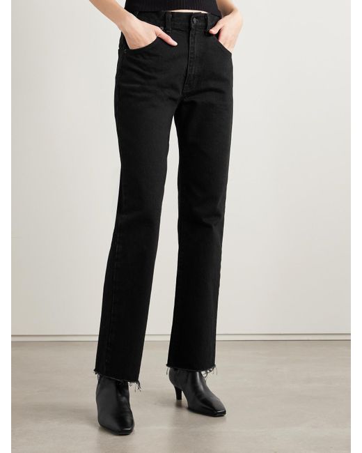 Nili Lotan Black Calla Hoch Sitzende Jeans Mit Geradem Bein Und Fransen