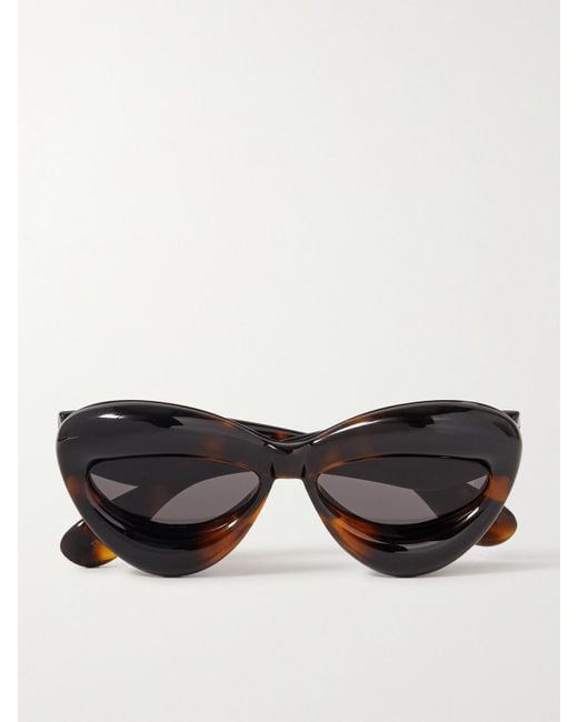 Loewe Black Inflated Cat-Eye Tortoiseshell Acetate Sunglasses