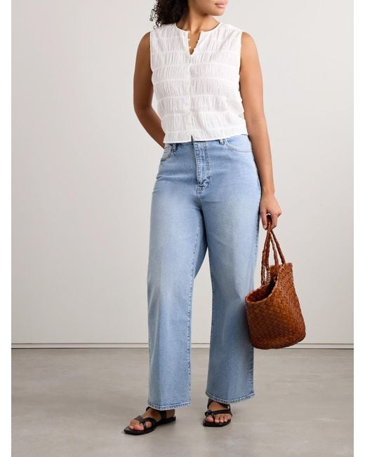 Haut Smocké En Voile De Coton Mélangé FRAME en coloris White