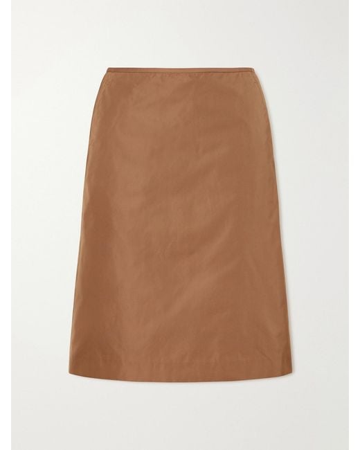 Jil Sander Brown Satin Midi Skirt