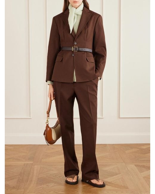 Polo Ralph Lauren Brown Pleated Cotton And Wool-Blend Twill Straight-Leg Pants