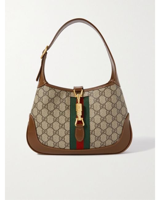 Sac Porté Épaule En Toile Enduite À Ruban Web Et En Cuir Jackie 1961 Small Gucci en coloris Natural