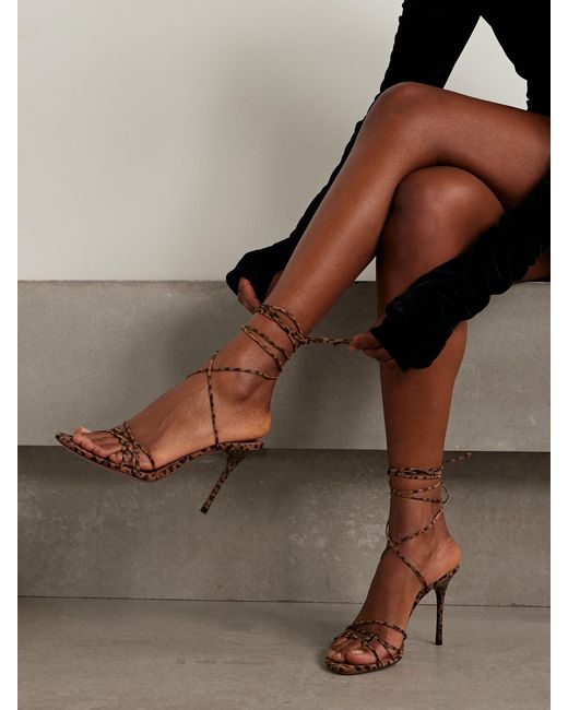 AMINA MUADDI Multicolor Lori Riemchensandalen Aus Veloursleder Mit Leopardenprint