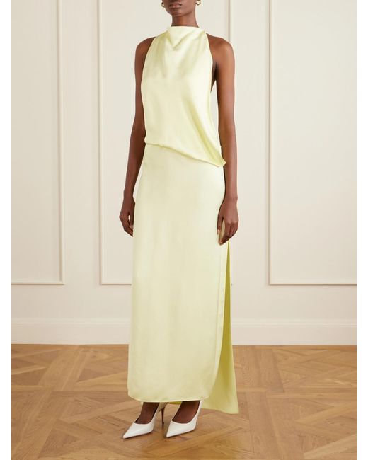 Sportmax White Draped Satin Maxi Dress