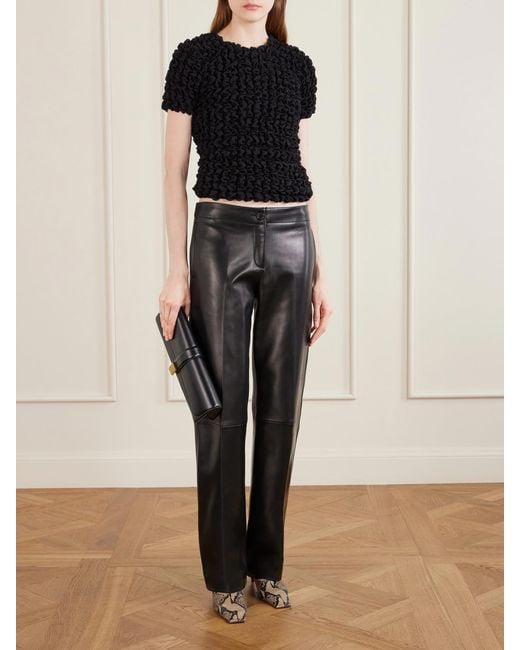 Khaite Black Polly Ruched Silk-Chiffon Top