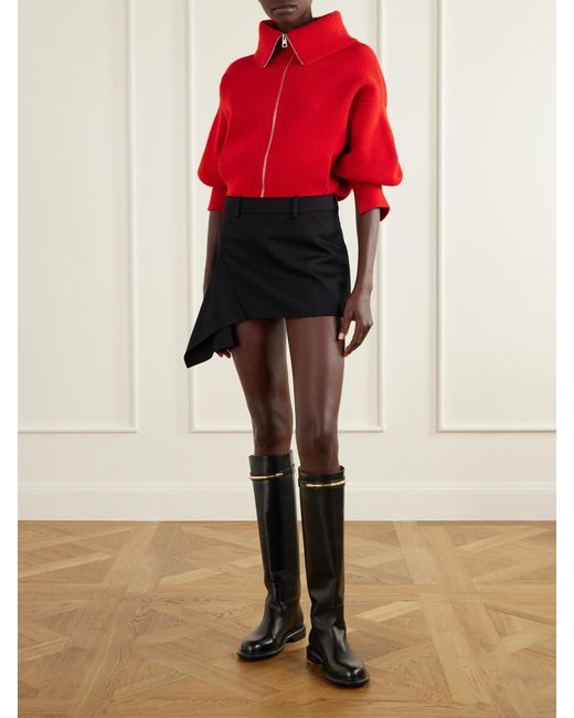 Givenchy Red Wool And Cashmere-Blend Zip-Up Cardigan