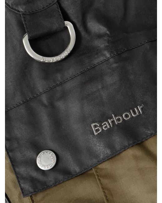 Barbour Black Liza Hooded Paneled Waxed-Cotton Jacket