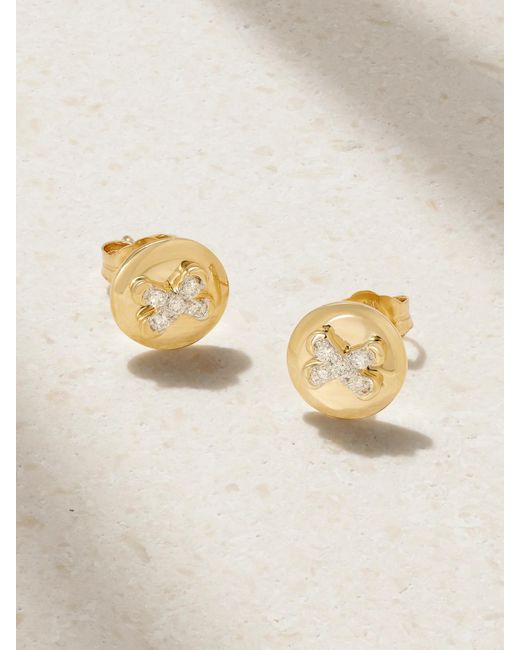 Boucles D'Oreilles En Or 14 Carats (585/1000) Et Diamants Button STONE AND STRAND en coloris Natural