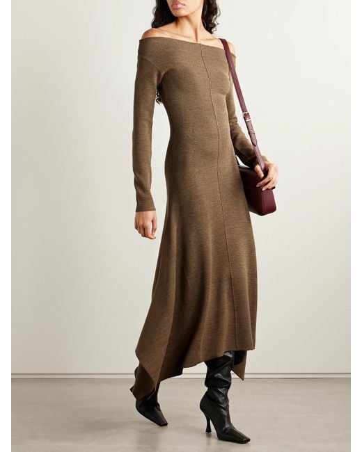 Robe Midi Épaules Nues Asymétrique En Mailles Stretch Romi Proenza Schouler en coloris Natural