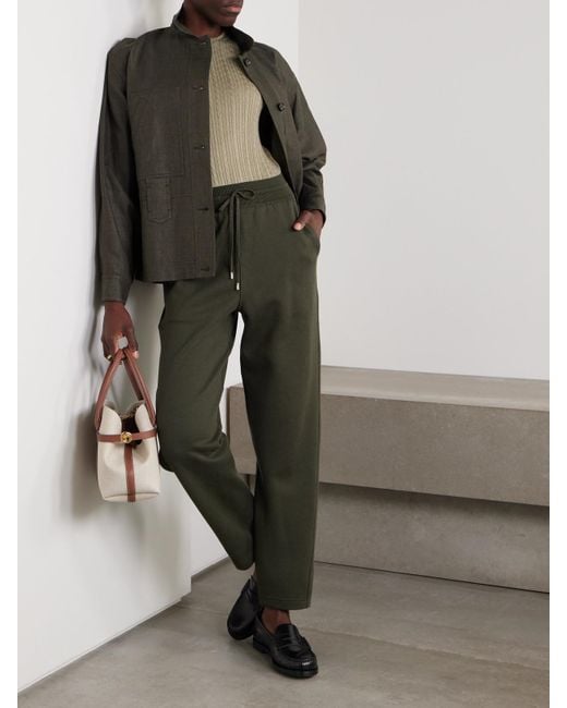 Loro Piana Green Viera Cotton, Silk And Cashmere-Blend Jersey Track Pants