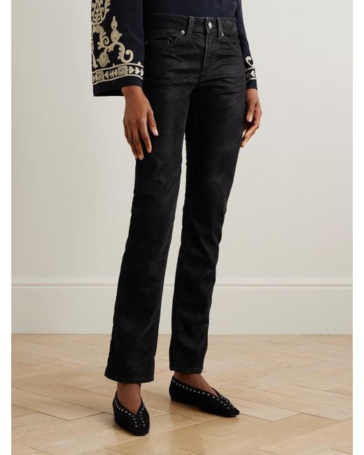 Isabel Marant Black Kelsie Eng Geschnittene Hose Aus Beschichtetem Material
