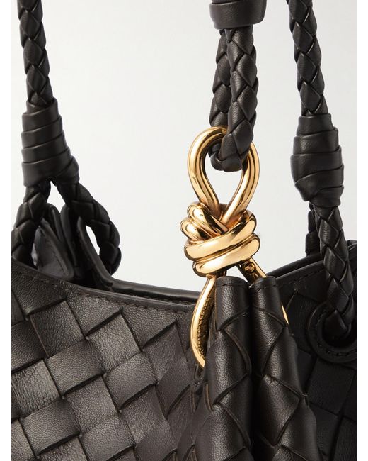 Bottega Veneta Black Parachute Small Intrecciato Leather Shoulder Bag