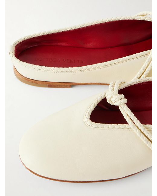 Bottega Veneta Natural Rosa Intrecciato-Trimmed Leather Mules