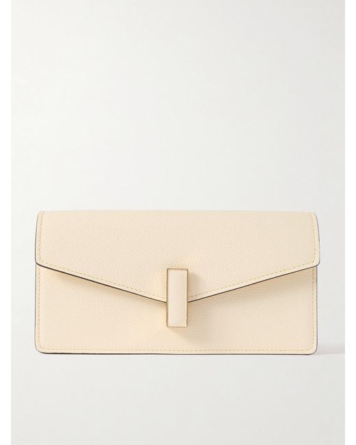 Valextra Natural Iside Textured-Leather Clutch