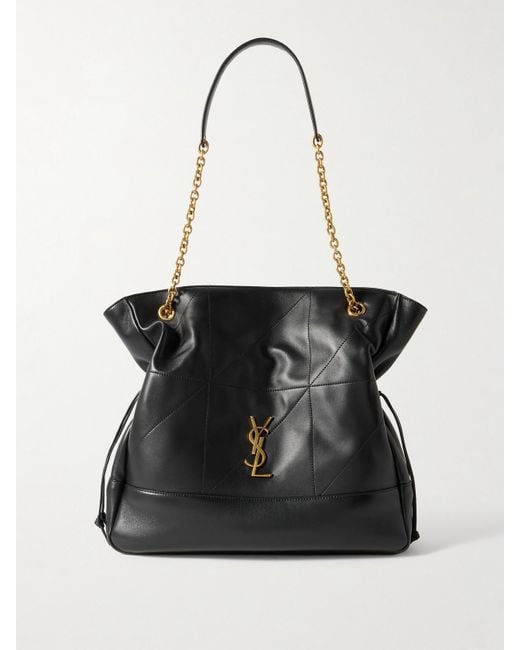 Saint Laurent Black Jamie Shopping Schultertasche Aus Gestepptem Leder Mit Applikation