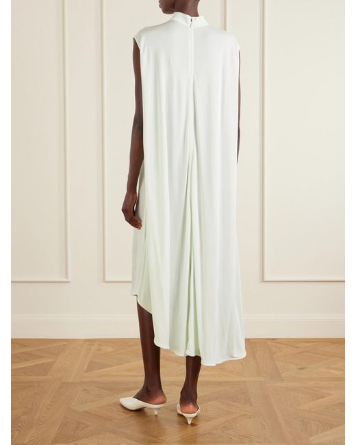 Bottega Veneta White Gathered Cady Midi Dress