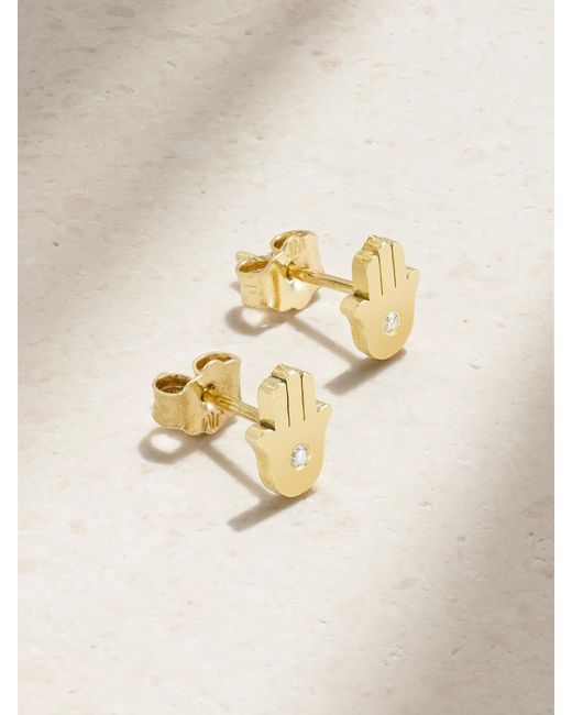 Jennifer Meyer Natural Mini Hamsa 18-Karat Diamond Earrings