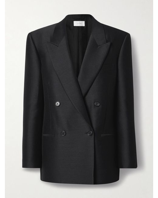 The Row Black Sandon Double-Breasted Wool And Silk-Blend Blazer