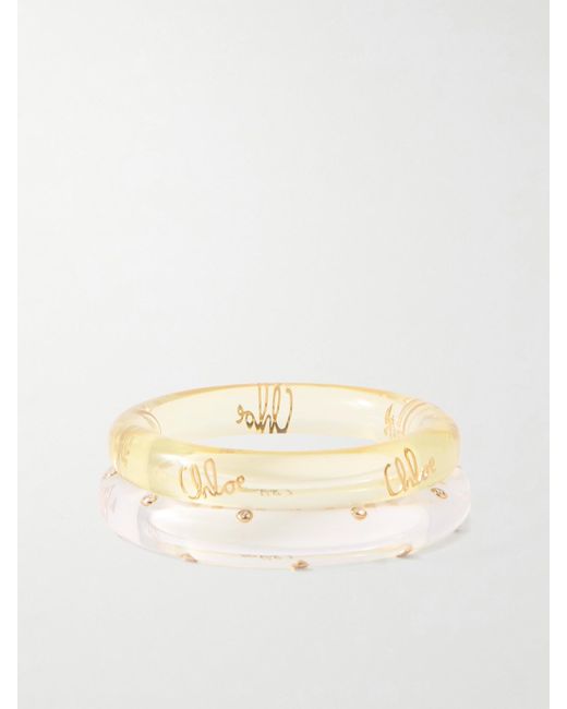 Chloé Natural Set Of Two Resin, Crystal And-Tone Bangles