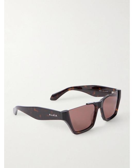 Alaïa Brown Square-Frame Tortoiseshell Acetate Sunglasses