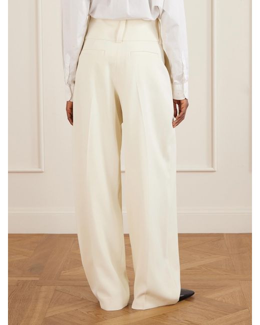 Sportmax Natural Soblo Pleated Woven Wide-Leg Pants