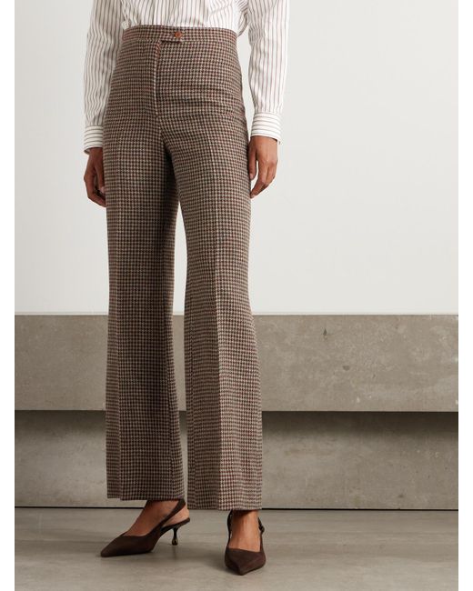 Giuliva Heritage Brown Laura Hose Mit Weitem Bein Aus Wolle Mit Hahnentrittmuster