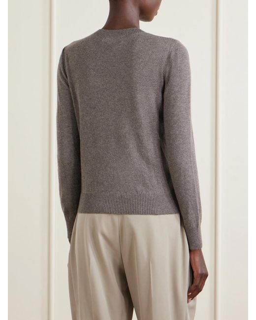 Oscar de la Renta Gray Scarf-Detailed Cashmere Sweater