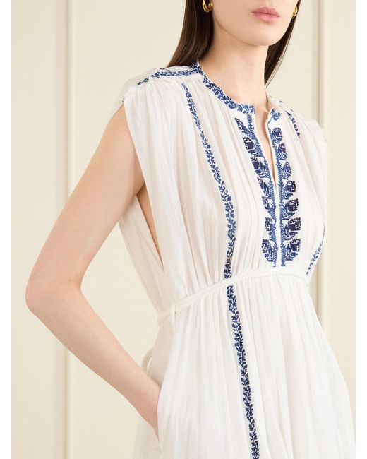 Isabel Marant White Liviane Embroidered Cotton Maxi Dress