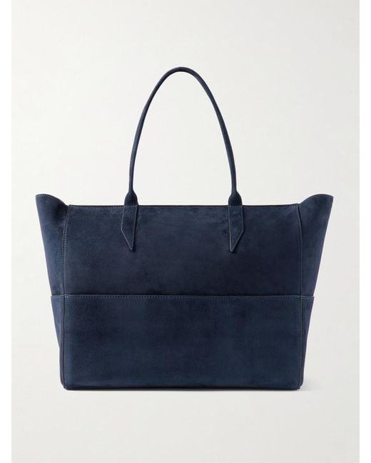 Metier Blue Incognito Small Paneled Suede Tote