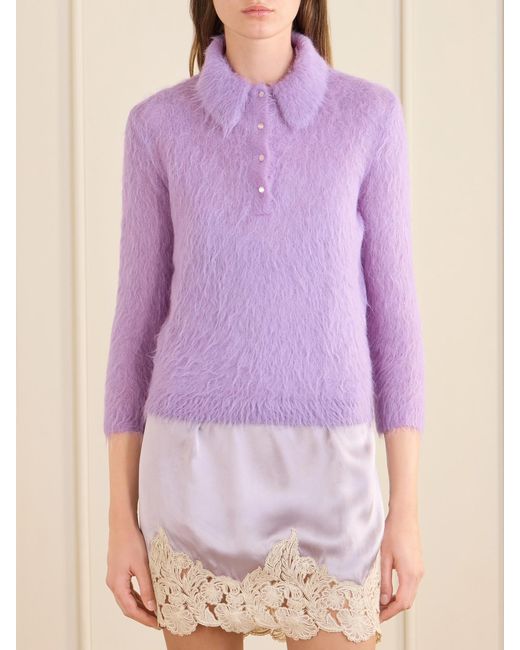 Chloé Purple Alpaca-Blend Polo Sweater