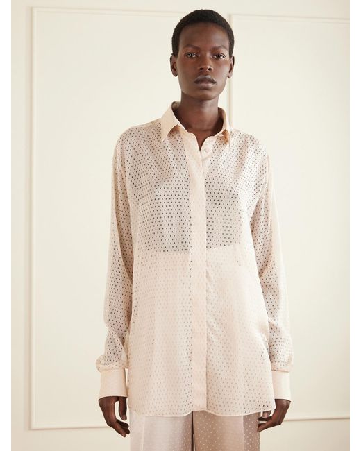 Tom Ford Natural Oversized Silk-Chiffon Shirt