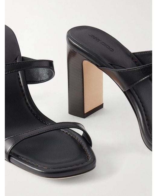 Jimmy Choo Black Lucian 85 Leather Mules