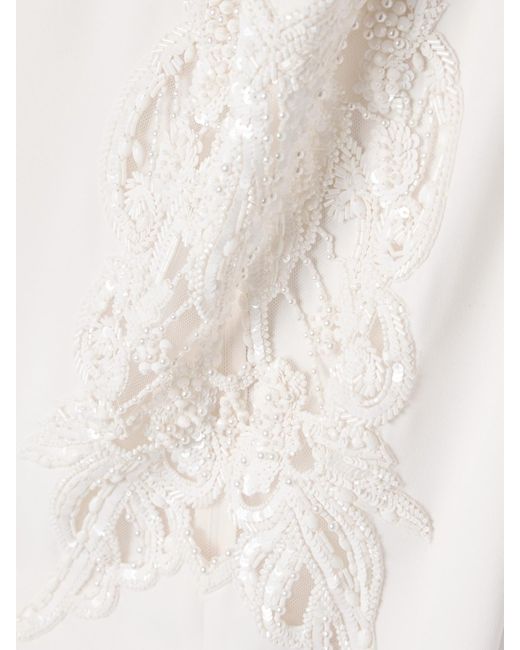 Zuhair Murad White Schlaghose Aus Cady Mit Verzierungen