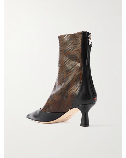 Aeyde Brown Sila Ankle Stiefel Aus Leder Mit Schlangeneffekt Und Glattleder