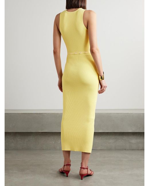 Proenza Schouler Yellow Cole Midikleid Aus Rippstrick Mit Cut-Outs