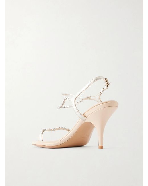 Chloé Natural Crystal-Embellished Metallic Leather Sandals