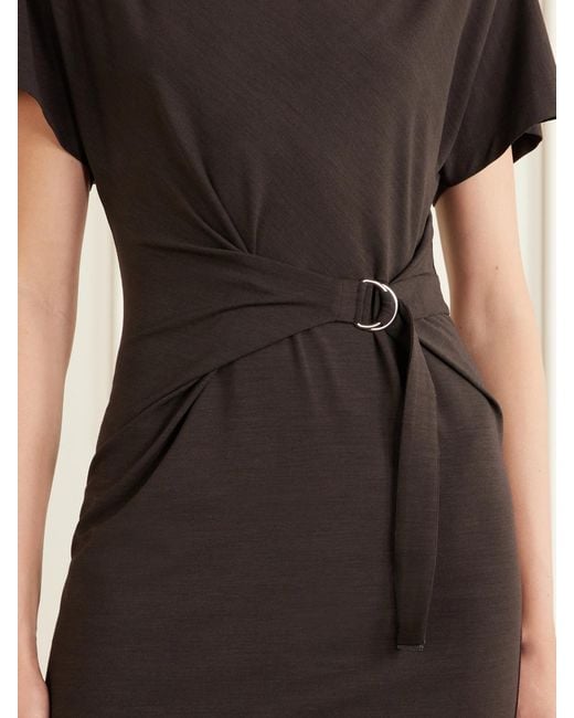 Brunello Cucinelli Black Wrapped Jersey Midi Dress