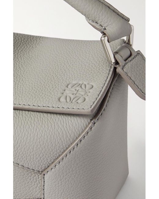 Puzzle Mini Leather Shoulder Bag in Grey - Loewe