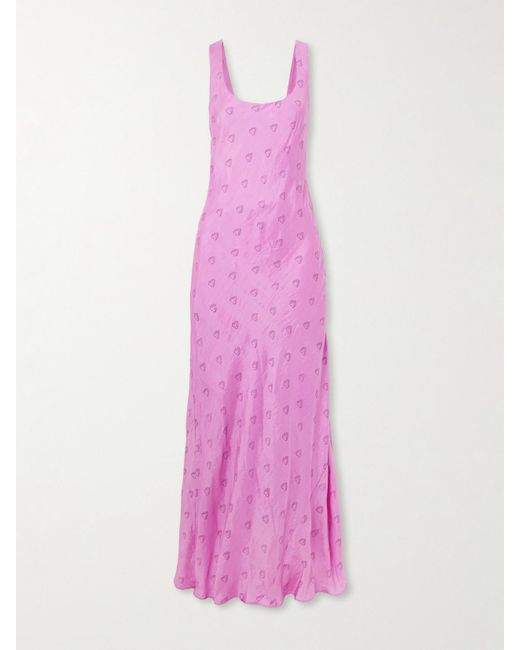 Alix Of Bohemia Pink Adele Printed Silk Midi Dress