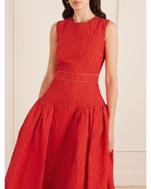 Roksanda Red Aya Cloqué Midi Dress