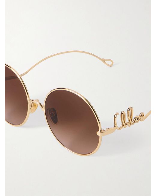 Chloé Brown Iconic Round-Frame-Tone Sunglasses