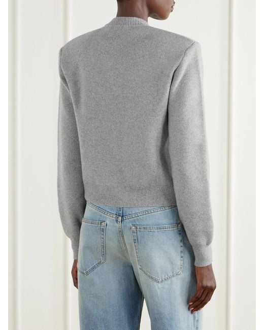 Balmain Gray Merino Wool And Cashmere-Blend Cardigan