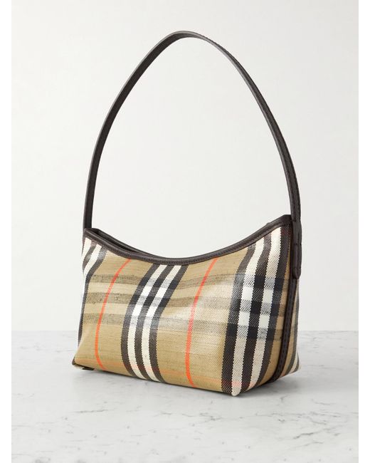 Burberry Multicolor Schultertasche Aus Kariertem Canvas Mit Lederbesätzen