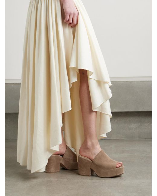 Gabriela Hearst Natural Ares Suede Platform Mules